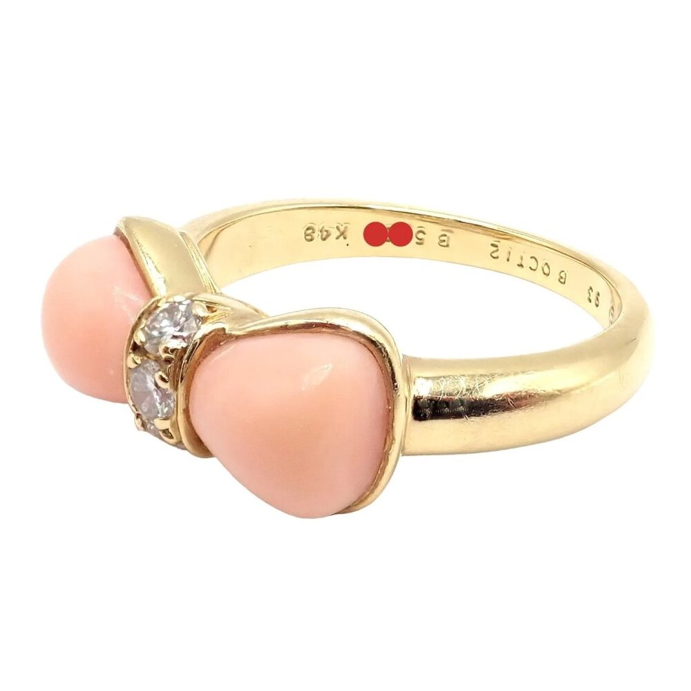 Rare! Authentic Van Cleef & Arpels 18k Yellow Gold Coral Diamond Bow Ring sz 5 - Picture 8 of 9